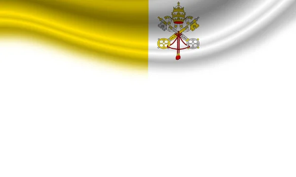 Vlnitá Vlajka Vatikánu Vodorovném Bílém Pozadí Ilustrace — Stock fotografie