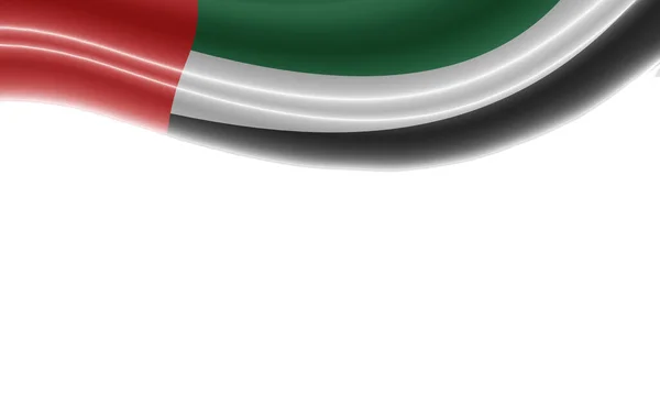 Bandera Ondulada Los Emiratos Árabes Unidos Sobre Fondo Blanco Horizontal —  Fotos de Stock