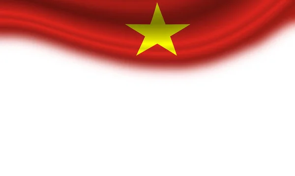 Yatay Beyaz Arka Planda Dalgalı Vietnam Bayrağı Illüstrasyon — Stok fotoğraf