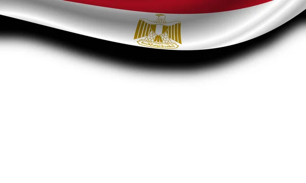 在水平的白色背景上飘扬的埃及国旗 3D说明 — 图库照片