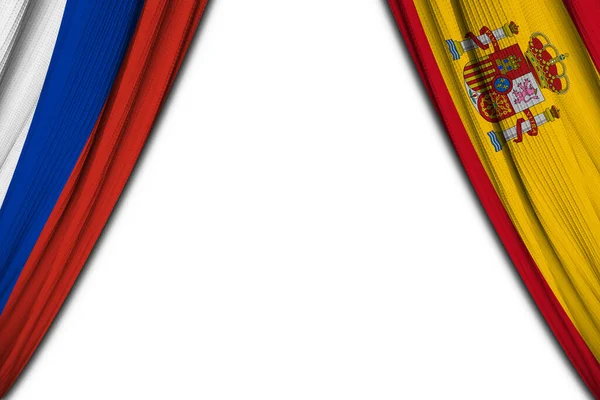 白底俄罗斯和西班牙国旗 3D说明 — 图库照片