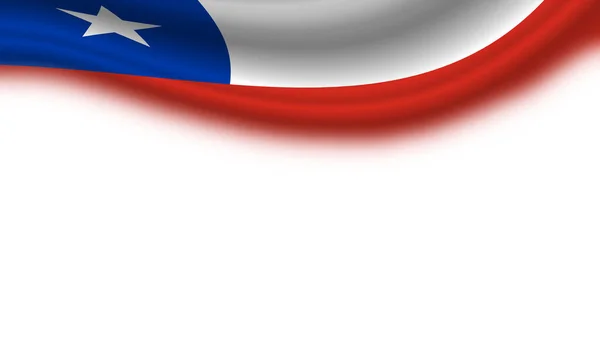 Vlnitá Vlajka Chile Vodorovném Bílém Pozadí Ilustrace — Stock fotografie