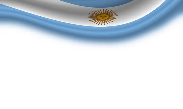 Bandera Ondulada Argentina Sobre Fondo Blanco Horizontal Ilustración —  Fotos de Stock