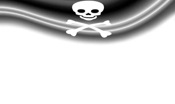 Bandiera Ondulata Dei Pirati Sfondo Bianco Orizzontale Illustrazione — Foto Stock