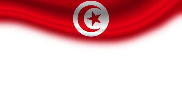 Bandeira Ondulada Tunísia Fundo Branco Horizontal Ilustração — Fotografia de Stock