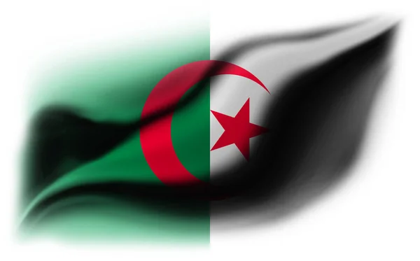 Witte Achtergrond Met Gescheurde Algerijnse Vlag Illustratie — Stockfoto