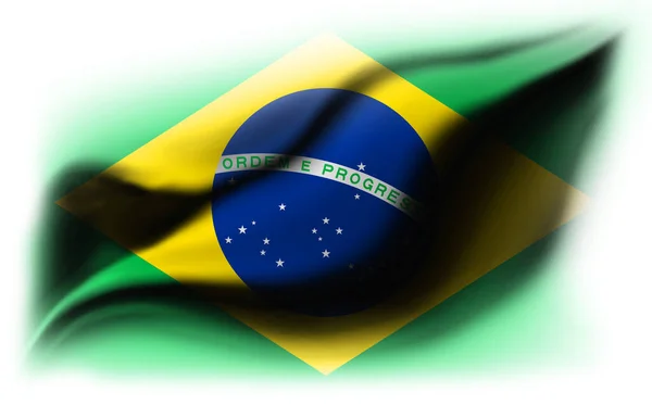 Vit Bakgrund Med Sönderriven Brasilien Flagga Illustration — Stockfoto