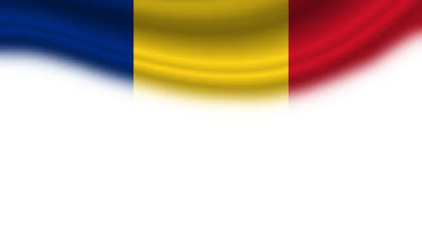 在水平的白色背景上飘扬的罗马尼亚国旗 3D说明 — 图库照片