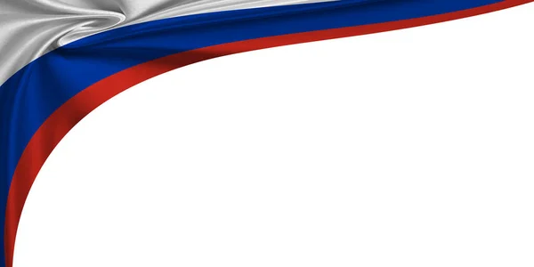 Vit Bakgrund Med Rysslands Flagga Illustration — Stockfoto