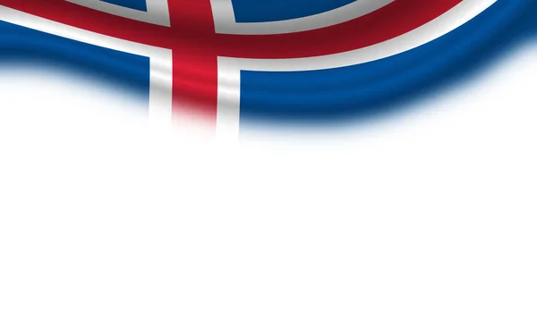 Wellenförmige Isländische Flagge Auf Einem Horizontalen Weißen Hintergrund Illustration — Stockfoto