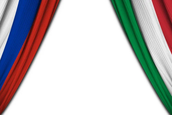 Bandeira Rússia Itália Contra Fundo Branco Ilustração — Fotografia de Stock