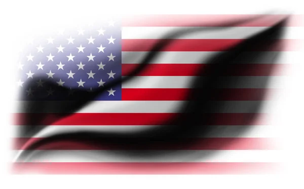 Fondo Blanco Con Bandera Desgarrada Los Estados Unidos América Ilustración —  Fotos de Stock