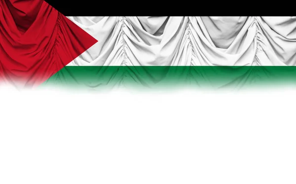 Witte Achtergrond Met Vlag Van Palestina Gradiënt Draperieën Illustratie — Stockfoto