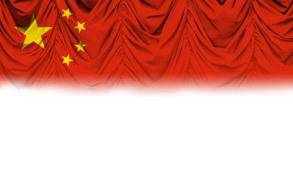 Vit Bakgrund Med Kina Flagga Lutning Draperi Illustration — Stockfoto
