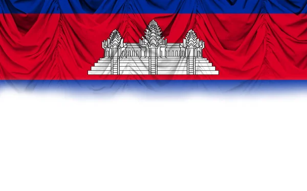 Weißer Hintergrund Mit Kambodscha Flagge Auf Gefälletuch Illustration — Stockfoto