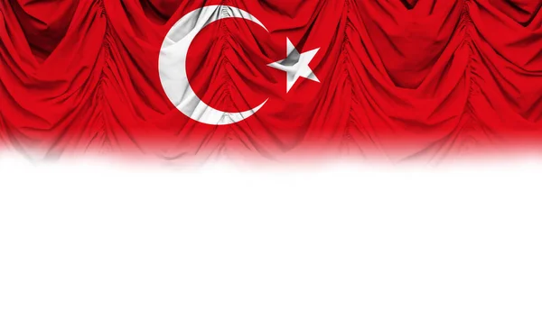 グラデーションのドレープでトルコの旗と白の背景 3Dイラスト — ストック写真