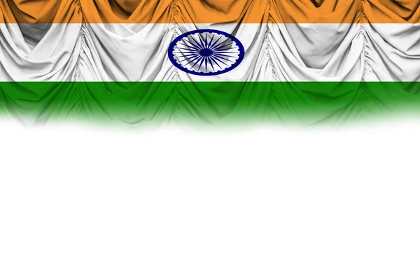 Białe Tło Flagą Indii Gradientowej Draperii Ilustracja — Zdjęcie stockowe