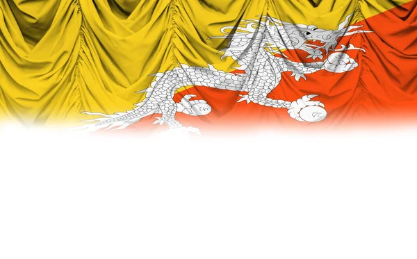 Witte Achtergrond Met Vlag Van Bhutan Gradiënt Draperieën Illustratie — Stockfoto