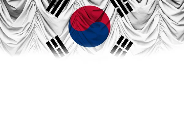 Λευκό Φόντο Σημαία Της Νότιας Κορέας Κλίση Drapery Απεικόνιση — Φωτογραφία Αρχείου