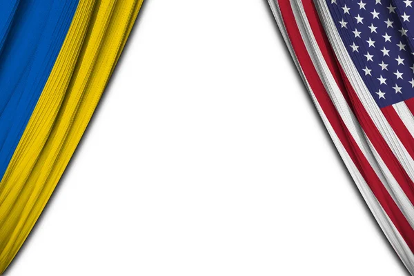 Bandera Ucrania Estados Unidos América Sobre Fondo Blanco Ilustración — Foto de Stock