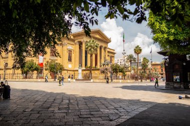 Palermo 'daki Teatro Massimo manzarası. 30 Mayıs 2023 Palermo, Sicilya, İtalya