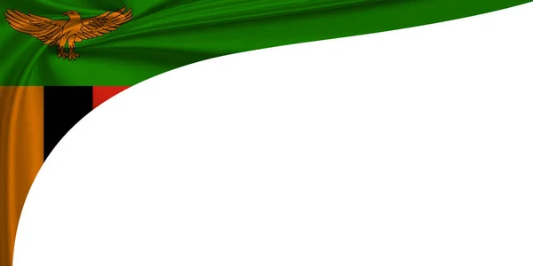 Vit Bakgrund Med Virvlande Flagga Zambia Illustration — Stockfoto