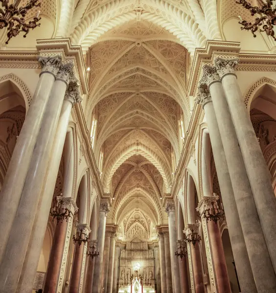 Interior Catedral Medieval Erice Junio 2023 Erice Sicilia Italia —  Fotos de Stock