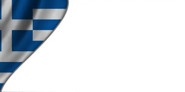Solunda Yunanistan Bayrağı Olan Beyaz Bir Arka Plan Illüstrasyon — Stok fotoğraf