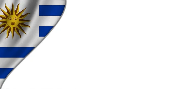 Białe Tło Flagą Urugwaju Lewej Ilustracja — Zdjęcie stockowe
