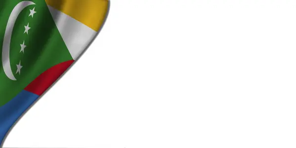 Weißer Hintergrund Mit Komorischer Flagge Auf Der Linken Seite Illustration — Stockfoto