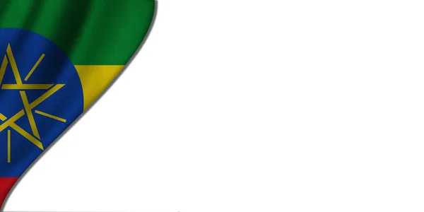 Fundo Branco Com Bandeira Etiópia Esquerda Ilustração — Fotografia de Stock