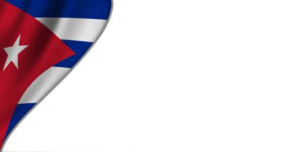 Białe Tło Flagą Kuby Lewej Ilustracja — Zdjęcie stockowe