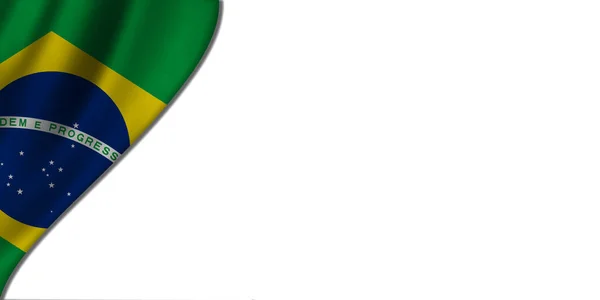 Weißer Hintergrund Mit Brasilien Flagge Auf Der Linken Seite Illustration — Stockfoto