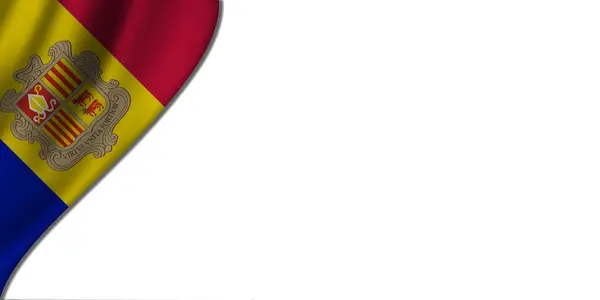 Vit Bakgrund Med Andorra Flagga Till Vänster Illustration — Stockfoto