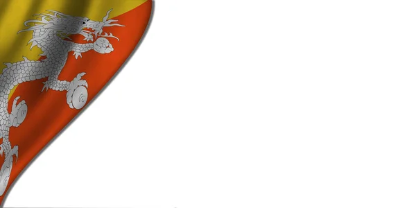 白色背景 左侧为不丹国旗 3D插图 — 图库照片