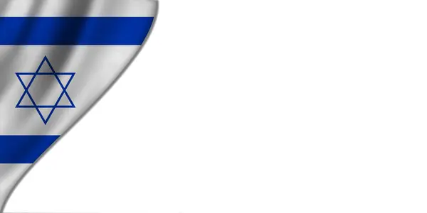 Λευκό Φόντο Ισραηλινή Σημαία Στα Αριστερά Απεικόνιση — Φωτογραφία Αρχείου