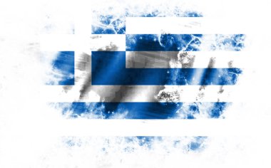 Yunanistan bayrağı yırtılmış beyaz arkaplan