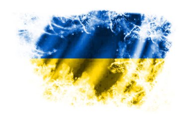 Ukrayna bayrağı yırtılmış beyaz arkaplan