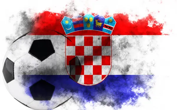 stock image White background with Croatia flag and soccer ball
