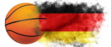 Beyaz arka plan basketbol ve Almanya bayrağı