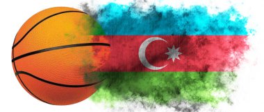 Beyaz arka plan basketbol ve Azerbaycan bayrağı