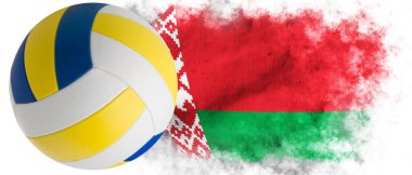 Beyaz zemin, voleybol ve Belarus bayrağı