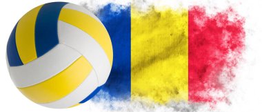 Romanya voleybol ve bayrağıyla beyaz zemin