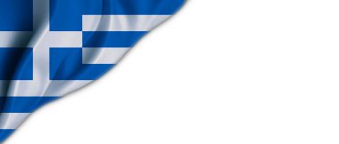 Sol üstte Yunan bayrağı olan beyaz arkaplan