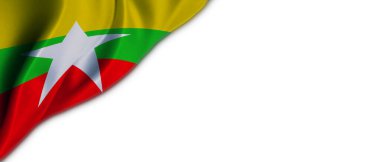 Sol üstte Myanmar bayrağı olan beyaz arkaplan