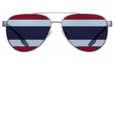 Tayland bayrağı taşıyan güneş gözlüklü beyaz arkaplan