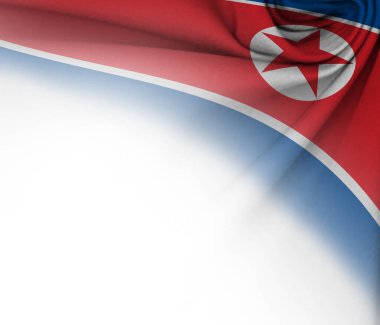 Kuzey Kore bayrağıyla karışık kumaşlı beyaz arkaplan