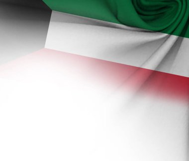 Kuveyt bayrağıyla karışık kumaşlı beyaz arkaplan