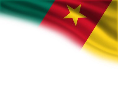 Sağ üst köşesinde Kamerun bayrağı olan beyaz arkaplan
