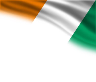 Sağ üst köşede Fildişi Sahili bayrağı olan beyaz arkaplan